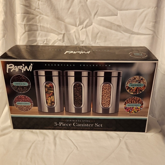 PARINI 3-piece Stainless Steel Storage Canister Set (Condition: New) - Picture 1 of 8